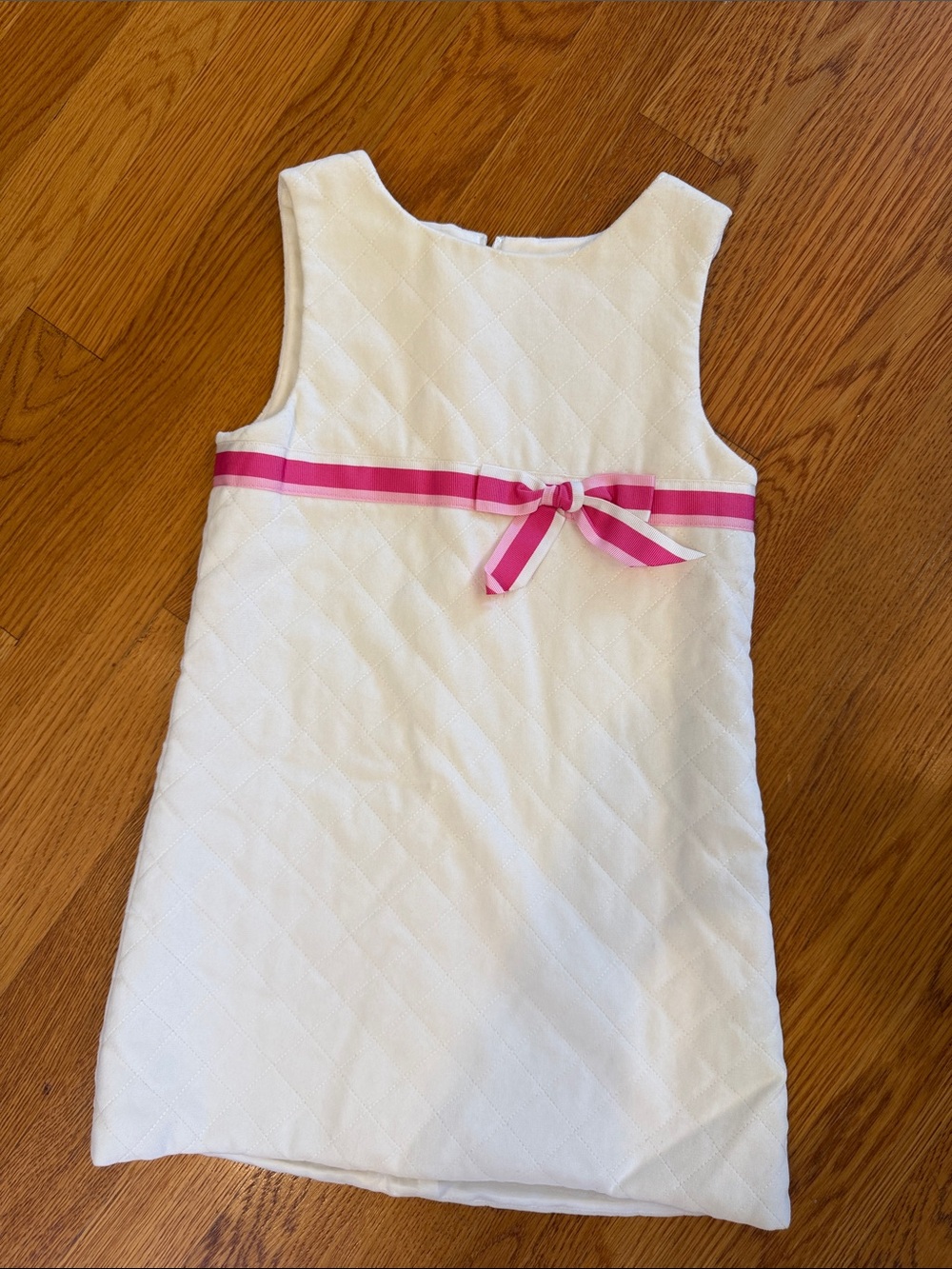 Lilly Pulitzer White Quilted Shift Dress with Pink Ribbon
